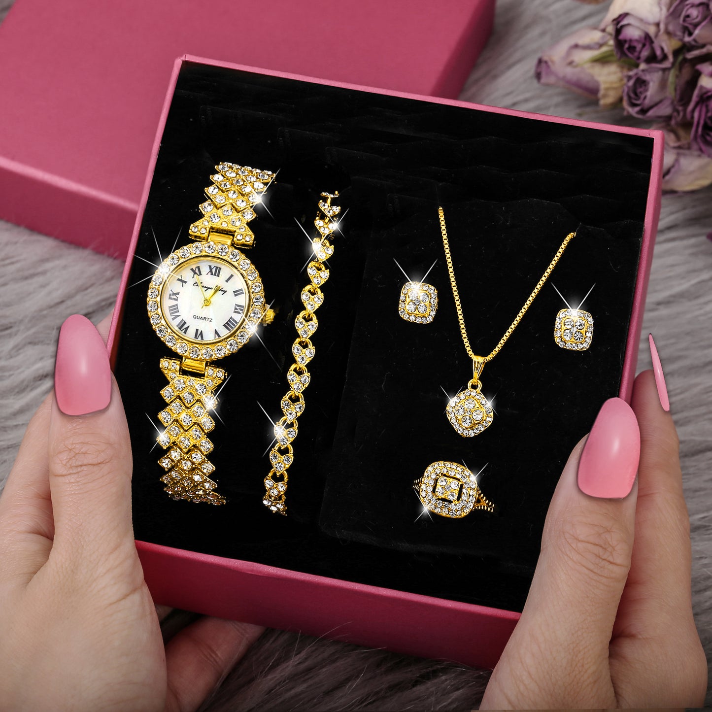 Luxury Quartz Watch Jewelry Set Fashion Women